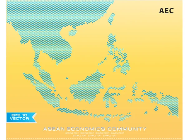 ASEAN kaart bezaaid stijl illustratie — Stockvector