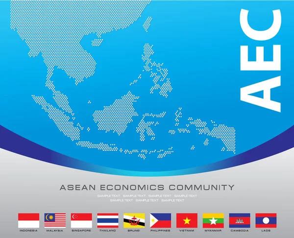 Mapa ASEAN przerywaną ilustracja stylu, na tle — Wektor stockowy