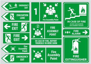 Set of emergency exit Sign clipart