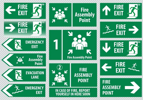 Juego de señal de salida de emergencia — Archivo Imágenes Vectoriales