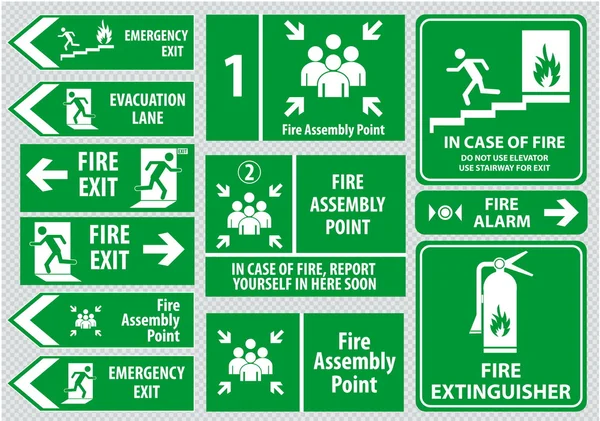 Set of emergency exit Sign — Stock Vector