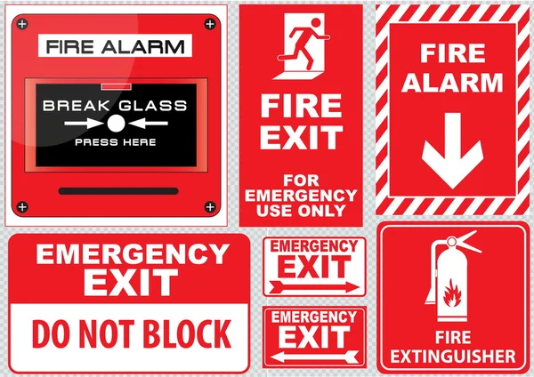 Set di allarme antincendio — Vettoriale Stock