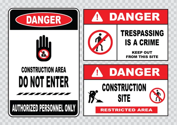 Site  or construction safety signs — Stock Vector