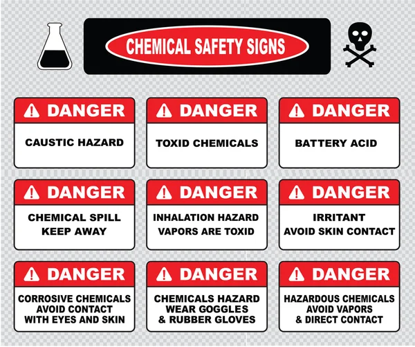 Chemical safety signs set — Stock Vector