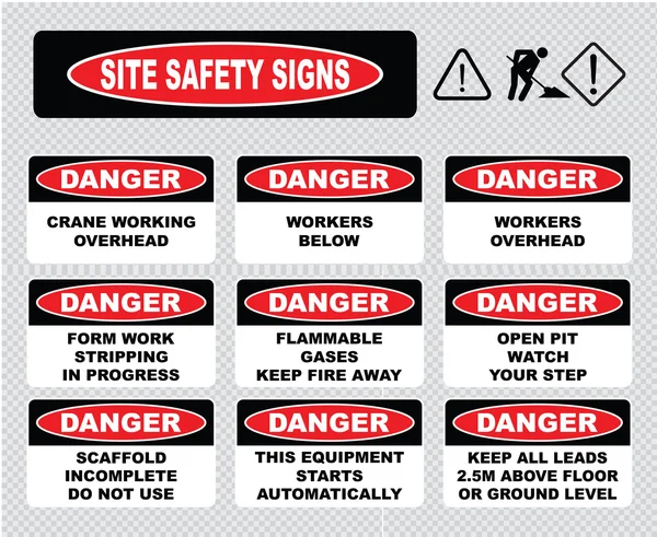 Site Safety Signs set — Stock Vector