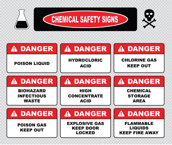 Juego de señales de seguridad química — Vector de stock