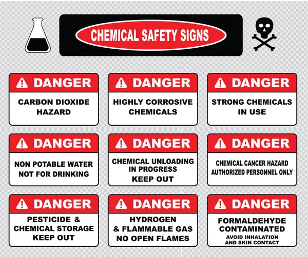 Chemical safety signs set — Stock Vector