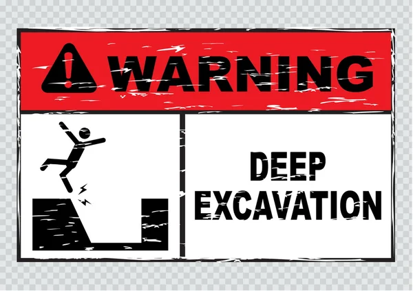 Deep excavation warning sign — Stock Vector