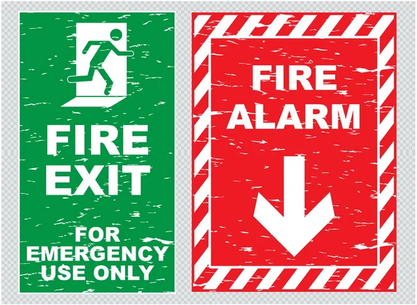 Fire alarm, fire exit sign — Stock Vector