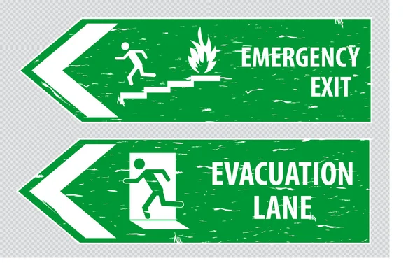 Signo de salida o evacuación de emergencia — Vector de stock