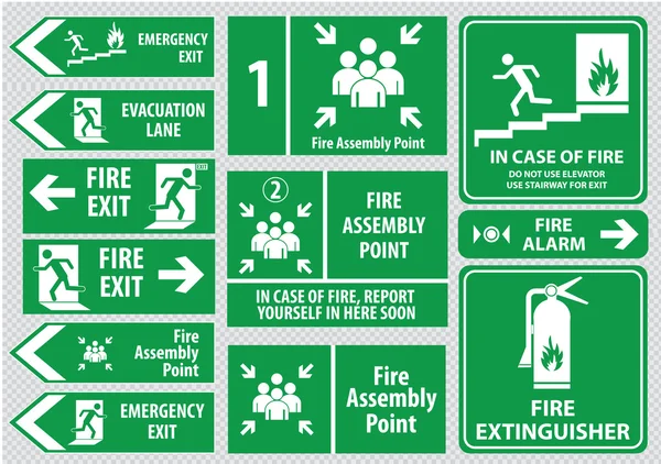 Set of emergency exit Sign — Stock Vector