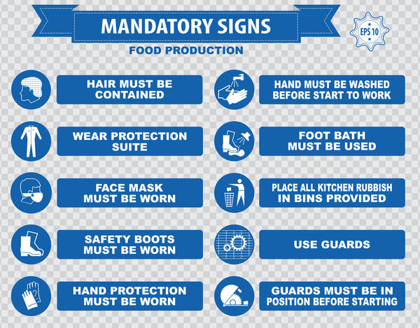 Набор обязательных знаков производства продуктов питания
