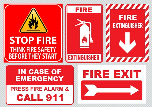 火の警告標識セット — ストックベクタ