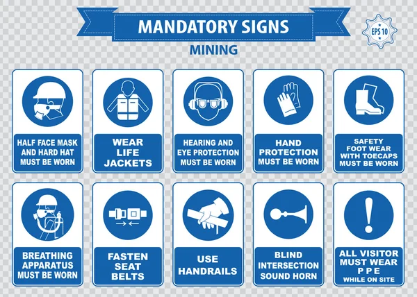 Mining safety icons collection — Stock Vector