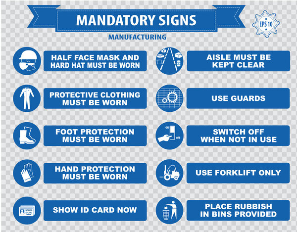 construction, manufacturing safety icons set