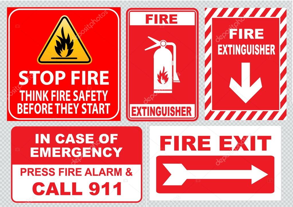 Fire warnings signs set