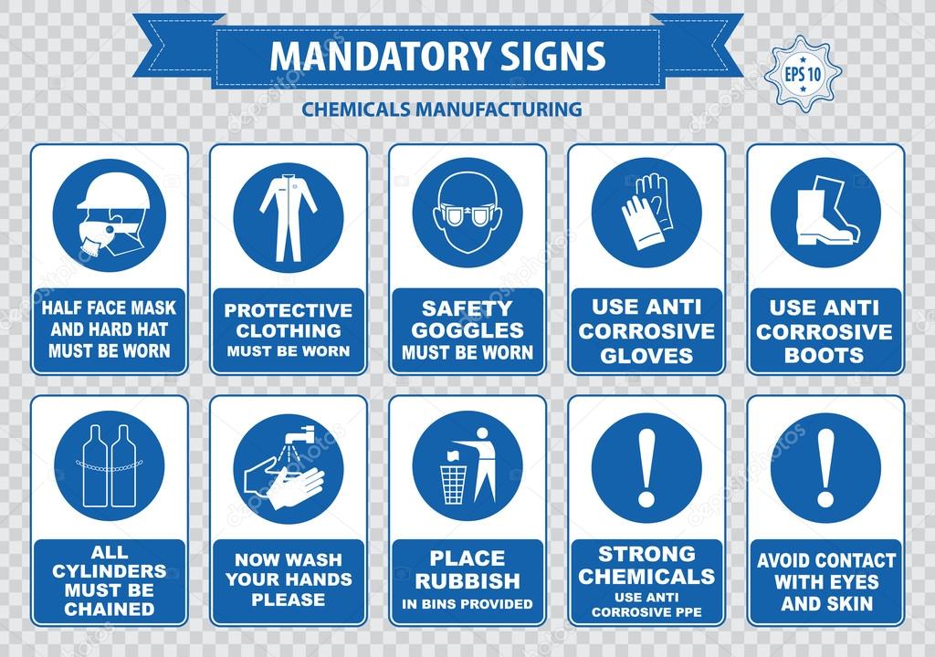 Señales de advertencia de fabricación química vector, gráfico vectorial
