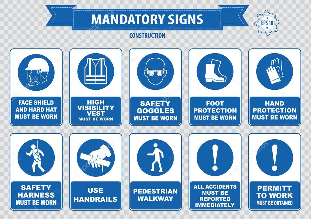 Construction Site Mandatory Signs Stock Vector by ©coolvectormaker 73623081