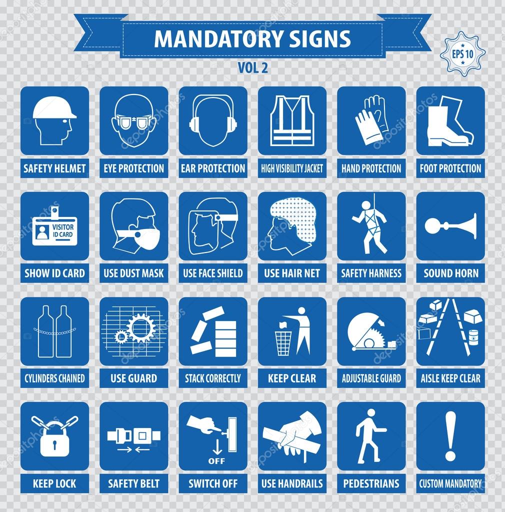 mandatory, construction safety  icons
