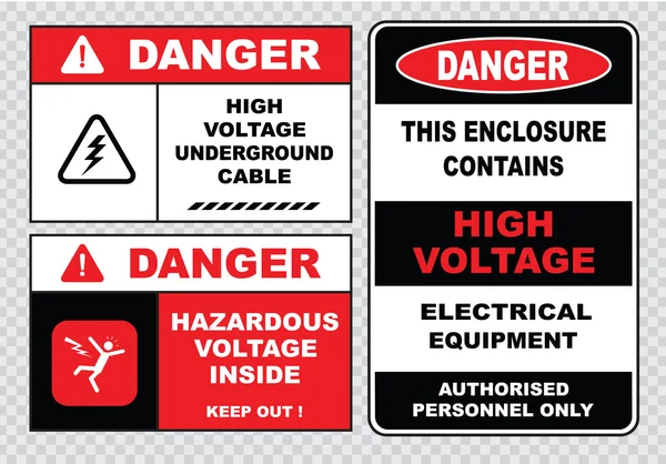 Señales de seguridad eléctrica — Vector de stock