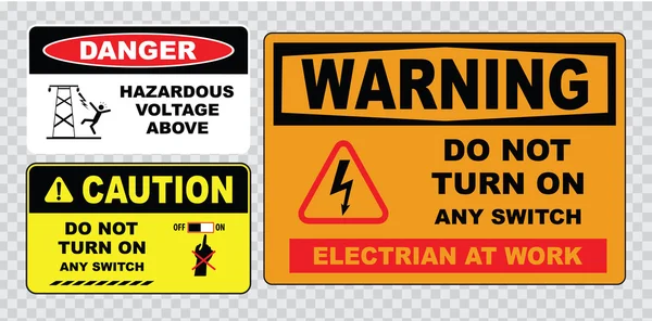 Panneaux de sécurité haute tension ou électriques — Image vectorielle