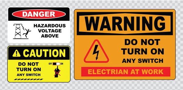 Hoogspanning of elektrische veiligheidssignalering — Stockvector