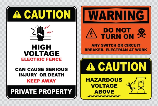 高電圧や電気安全標識 — ストックベクタ