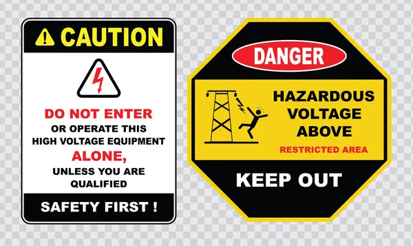 High voltage or electrical safety signs — Stock Vector