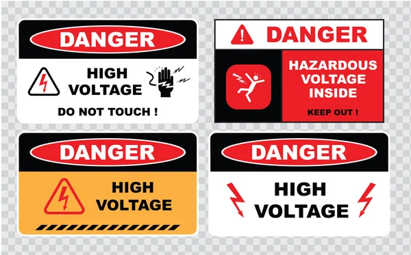 Panneaux de sécurité haute tension ou électriques — Image vectorielle