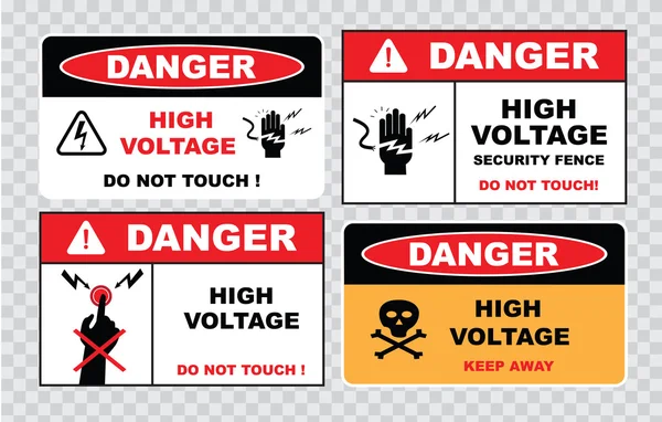 Señales de alta tensión o de seguridad eléctrica — Vector de stock