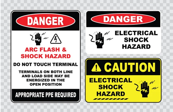 Panneaux de sécurité haute tension ou électriques — Image vectorielle