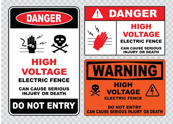 High voltage or electrical safety signs — Stock Vector