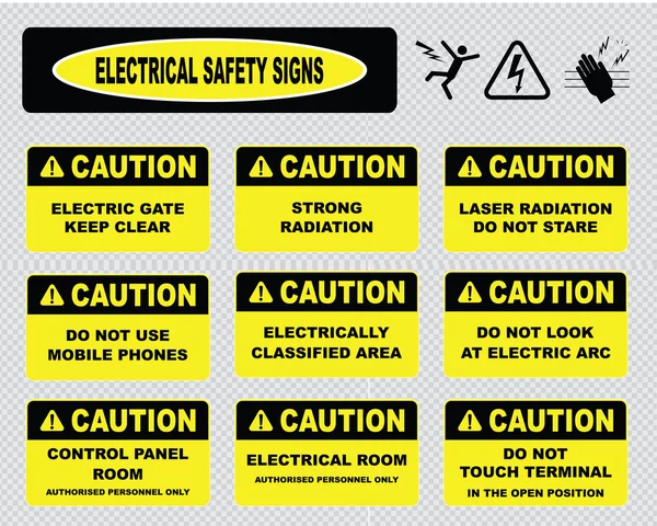 Señales de advertencia eléctrica — Vector de stock