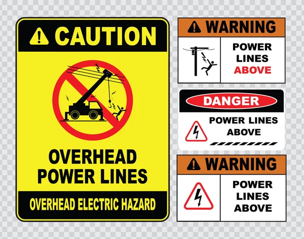 Líneas eléctricas señales de peligro — Vector de stock