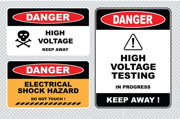 Предупреждающие знаки высокого напряжения — стоковый вектор