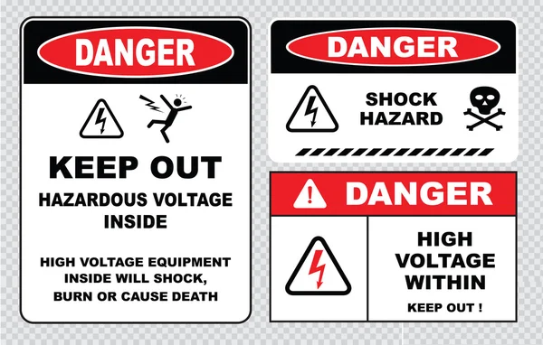 High voltage warning signs — Stock Vector