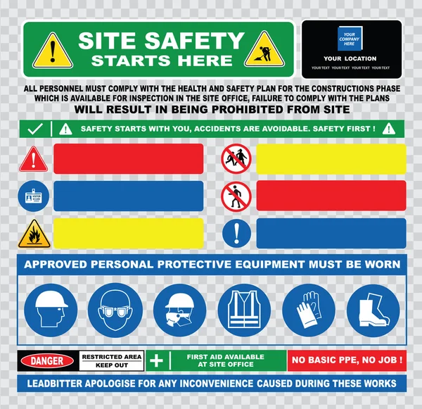 Знаки промышленной безопасности, строительные площадки — стоковый вектор