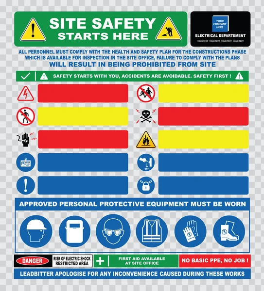 Señalización de seguridad industrial, en obra — Archivo Imágenes Vectoriales