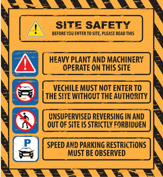 Site safety sign — Stock Vector