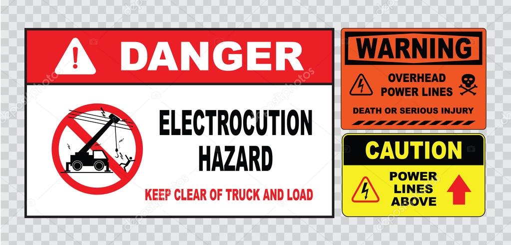 electrical safety signs set