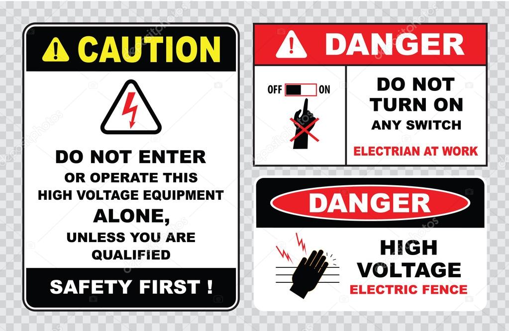 Electrical Safety Signs Set Stock Vector Image By C Coolvectormaker 73713633