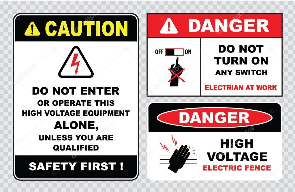 electrical safety signs set