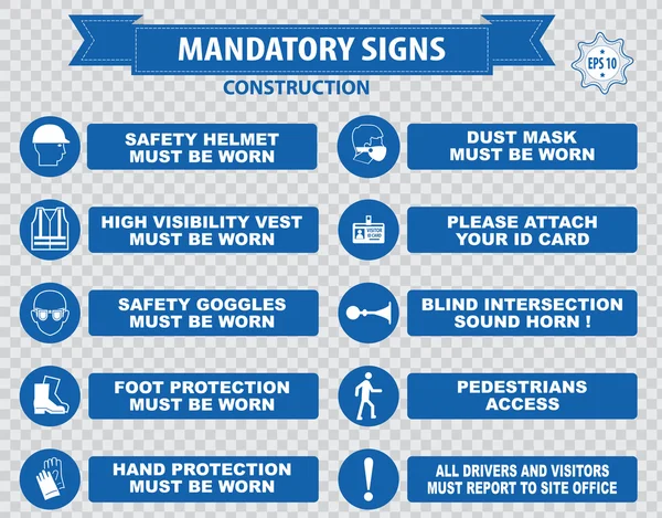 Construction Site Mandatory Signs — Stock Vector
