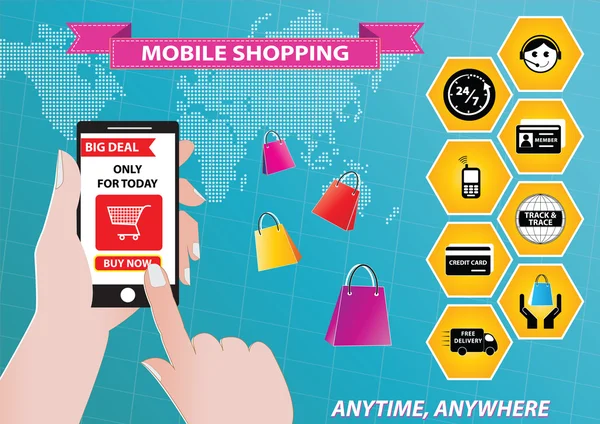 Concept de shopping mobile — Image vectorielle