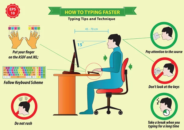 Typing tips set — Stock Vector