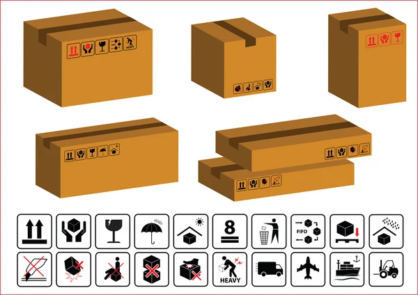 Set of boxes and cardboard signs — Stock Photo, Image