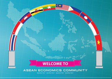 ASEAN bayrağı ile Dünya Haritası