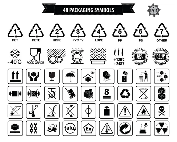 Set von Verpackungssymbolen — Stockvektor