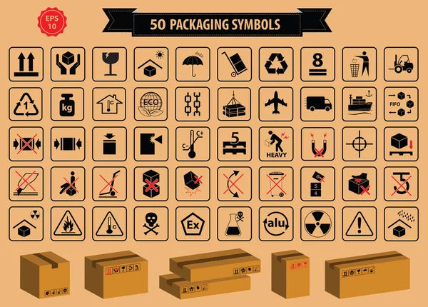 Kutuları ve karton işaretleri — Stok Vektör