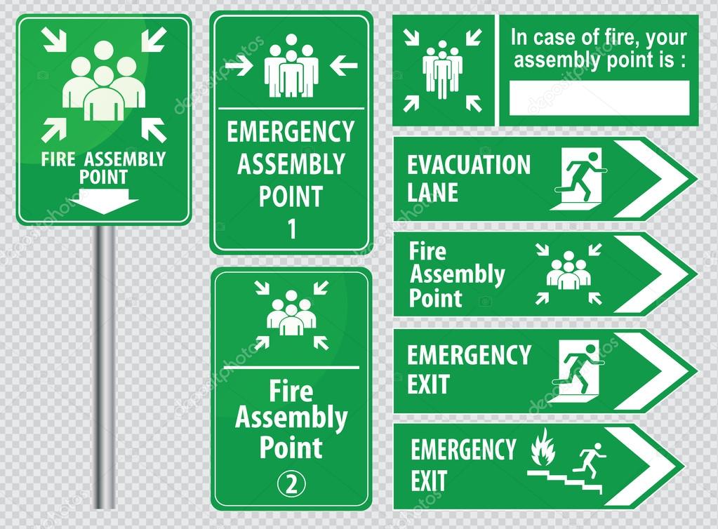 Set of emergency exit Signs